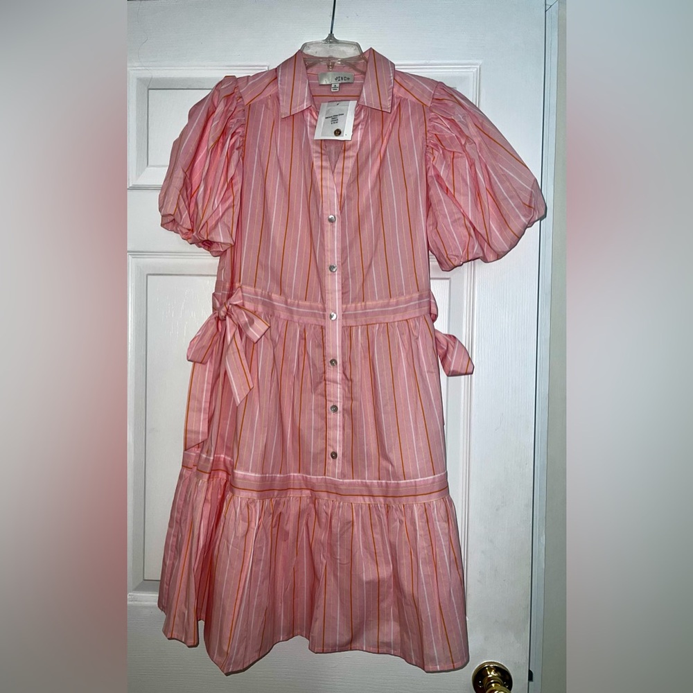 Pinch Women's Pink Stripe Button-Front Tiered Dress - Picture 6 of 6